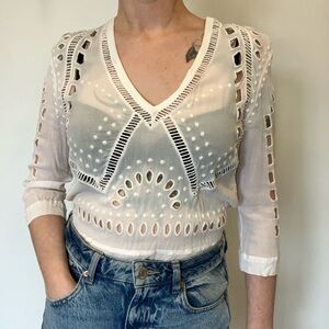 IRO White Cut-Out Women's Blouse in size small